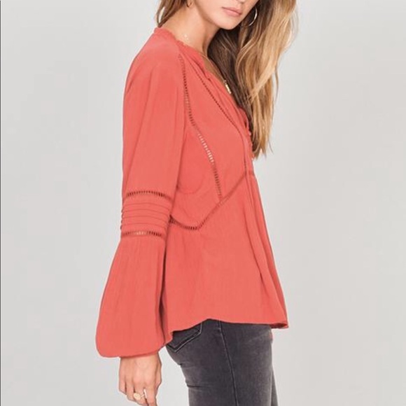 NWT Amuse Society red woven peasant top - Picture 3 of 6